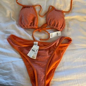 Aerie Shine Double String Triangle Bikini Top & Cheekiest Bikini bottom